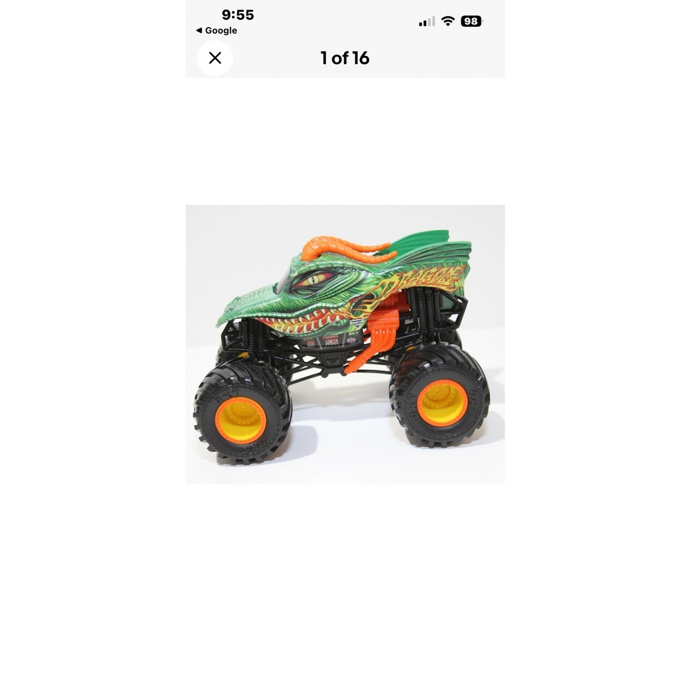 Monster Jam‎ Dragon Monster Truck Green Diecast 1:24 Scale BKT Tires Spin Master